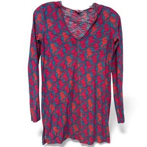 Lilly Pulitzer Cassie Top Snorkel Blue Hold Your Horses seahorse hoodie size XS